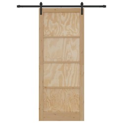 Porte Coulissante avec Kit de Matériel 93x232 cm Bois Massif Pin 