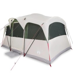 Tente familiale avec fenêtres, dôme vert pour 10 personnes, imperméable. 