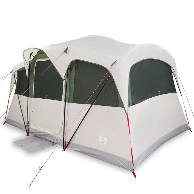 Tente familiale avec fenêtres, dôme vert pour 10 personnes, imperméable. 