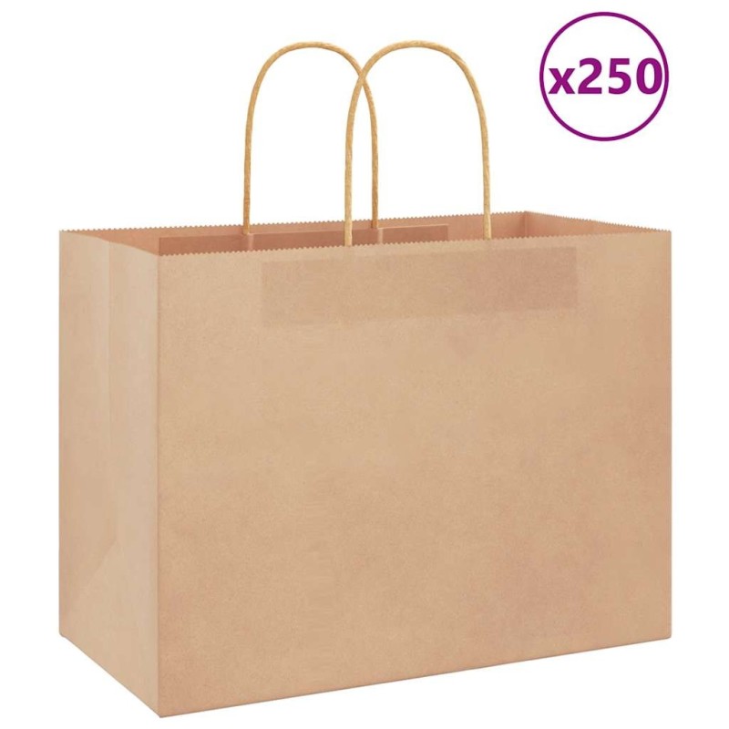 Sacs en papier 250 pcs avec poignées marron 32x17x25 cm 