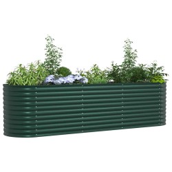 Jardin surélevé vert 320x80x81 cm en acier galvanisé 