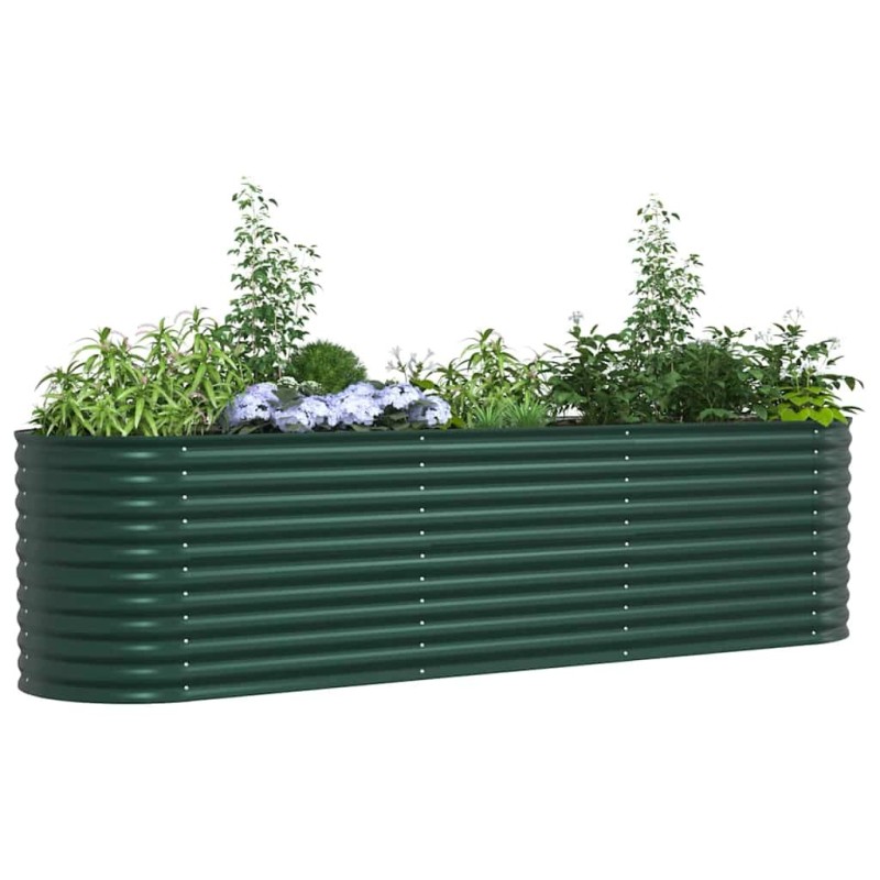 Jardin surélevé vert 320x80x81 cm en acier galvanisé 