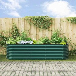 Jardin surélevé vert 320x80x81 cm en acier galvanisé 