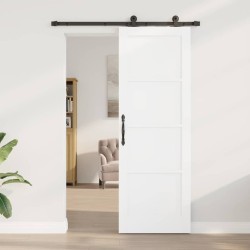 Porte Coulissante avec Quincaillerie 'ORKDAL'Blanche en Bois Solide 