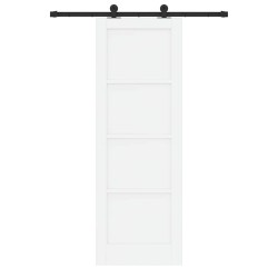 Porte Coulissante avec Quincaillerie 'ORKDAL'Blanche en Bois Solide 
