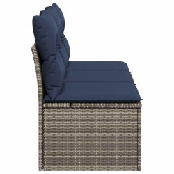 Canapé de jardin 3 places en rattan poly gris avec coussins 