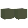 Jardinières 2 pcs vert olive 32x30x29 cm acier 