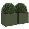 Jardinières 2 pcs vert olive 32x30x29 cm acier 