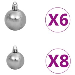 Sapin de Noël artificiel LED & Set de boules Vert 150 cm PET 