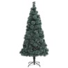 Sapin de Noël artificiel LED & Set de boules Vert 150 cm PET 