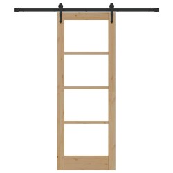 Porte coulissante avec quincaillerie 73.5x198.5 cm en bois massif de pin 