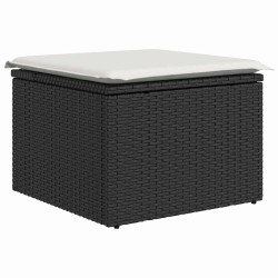 Canapé de jardin 4 pièces avec coussins noirs en rotin synthétique 