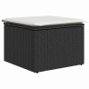Canapé de jardin 4 pièces avec coussins noirs en rotin synthétique 