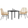Set de salle à manger de jardin 3 pièces en poly rotin marron 