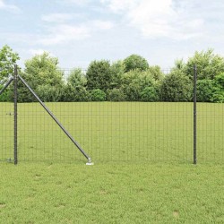 Clôture Euro avec 13 poteaux à piques, 1 x 25 m, en acier galvanisé gris 