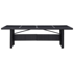 Table de jardin Noir 240x90x74 cm Résine tressée et verre 
