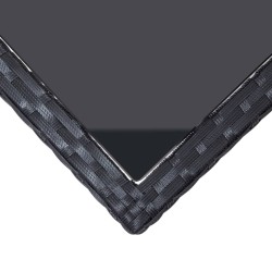 Table de jardin Noir 240x90x74 cm Résine tressée et verre 
