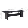 Table de jardin Noir 240x90x74 cm Résine tressée et verre 