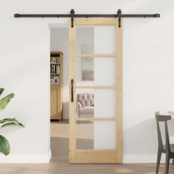 Porte coulissante avec kit de matériel 73.5x198.5 cm Bois massif en pin 