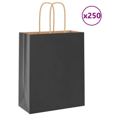 Sacs en papier 250 pcs avec poignées noir 18x8x22 cm 