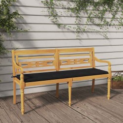 Banc Batavia avec coussin noir 150 cm Bois de teck massif 