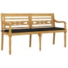 Banc Batavia avec coussin noir 150 cm Bois de teck massif 