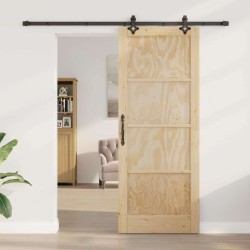 Porte Coulissante avec Ensemble de Quincaillerie 'ORKDAL'en Bois Massif de Pin 
