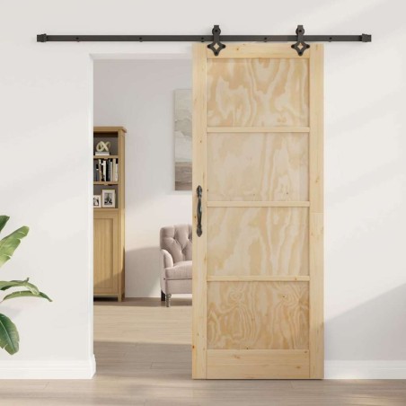 Porte Coulissante avec Ensemble de Quincaillerie 'ORKDAL'en Bois Massif de Pin 