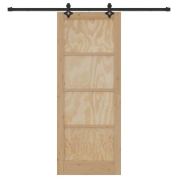 Porte Coulissante avec Ensemble de Quincaillerie 'ORKDAL'en Bois Massif de Pin 