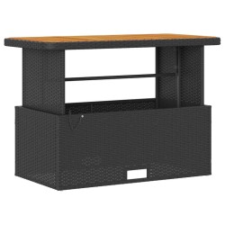 Ensemble de salle à manger de jardin 4 pièces avec coussins noirs en poly rotin et acacia 