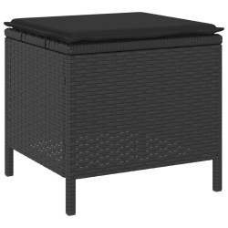 Ensemble de salle à manger de jardin 4 pièces avec coussins noirs en poly rotin et acacia 