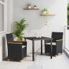 Ensemble de salle à manger de jardin 3 pièces avec coussins en poly rotin noir. 