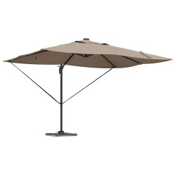 Parasol Cantilever Roma avec LEDs Taupe 352 x 251 x 265 cm en Aluminium 
