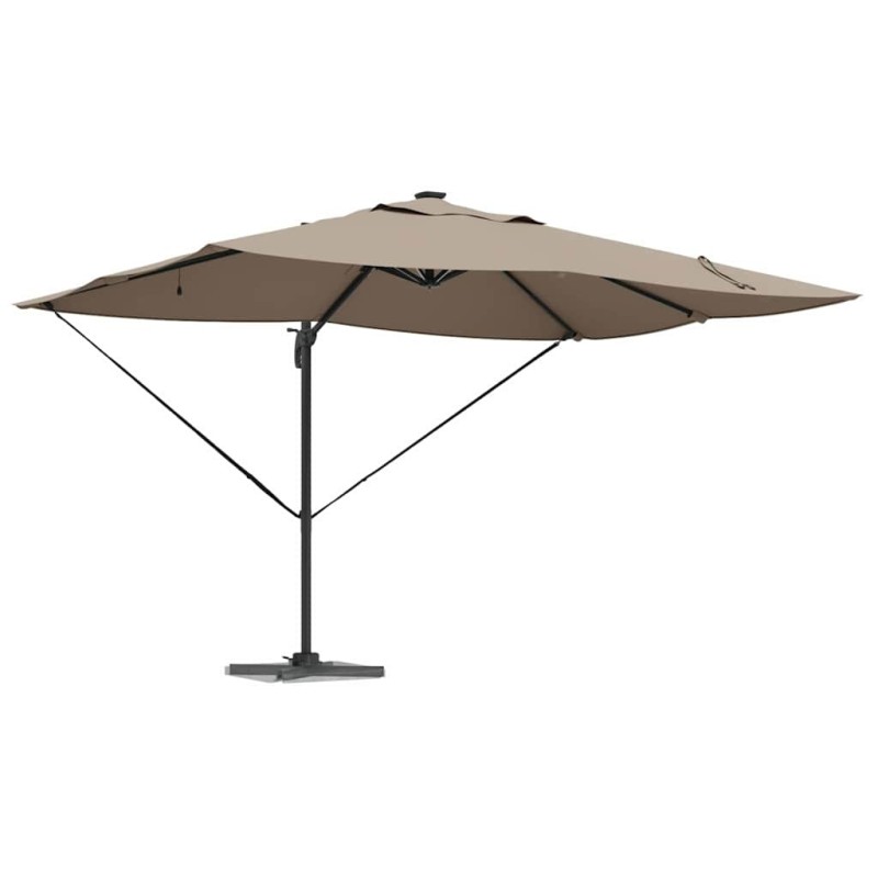 Parasol Cantilever Roma avec LEDs Taupe 352 x 251 x 265 cm en Aluminium 