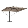 Parasol Cantilever Roma avec LEDs Taupe 352 x 251 x 265 cm en Aluminium 
