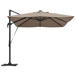 Parasol Cantilever Roma avec LEDs Taupe 352 x 251 x 265 cm en Aluminium 
