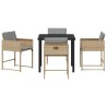 Set de mobilier de jardin 5 pièces avec coussins beiges en poly rotin 