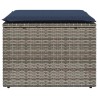 Tabouret de jardin avec coussin gris 55x55x37 cm en poly rattan 