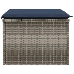 Tabouret de jardin avec coussin gris 55x55x37 cm en poly rattan 