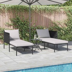 Chaise Longue avec Coussins pour 2 Personnes Anthracite 115x153x69,5 cm Acier 