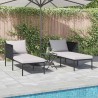 Chaise Longue avec Coussins pour 2 Personnes Anthracite 115x153x69,5 cm Acier 