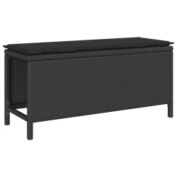 Ensemble de salle à manger jardin 3 pièces avec coussins noir poly rotin acacia 