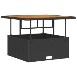Ensemble de salle à manger jardin 3 pièces avec coussins noir poly rotin acacia 