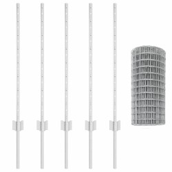 Clôture Euro avec 5 poteaux en U Argent 0,8x10 m Acier 