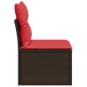 Fauteuil de jardin sans accoudoirs avec coussins en rattan poly brun. 