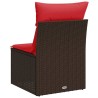 Fauteuil de jardin sans accoudoirs avec coussins en rattan poly brun. 