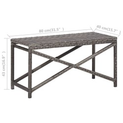 Banc de jardin 80 cm Résine tressée Gris 