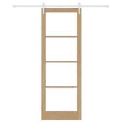 Porte Coulissante avec Set de Quincaillerie 83x232 cm en Bois Massif de Pin 
