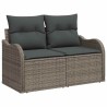 Ensemble de Canapé de Jardin 3 Pièces avec Coussins Gris Poly Rattan 