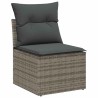 Ensemble de Canapé de Jardin 3 Pièces avec Coussins Gris Poly Rattan 
